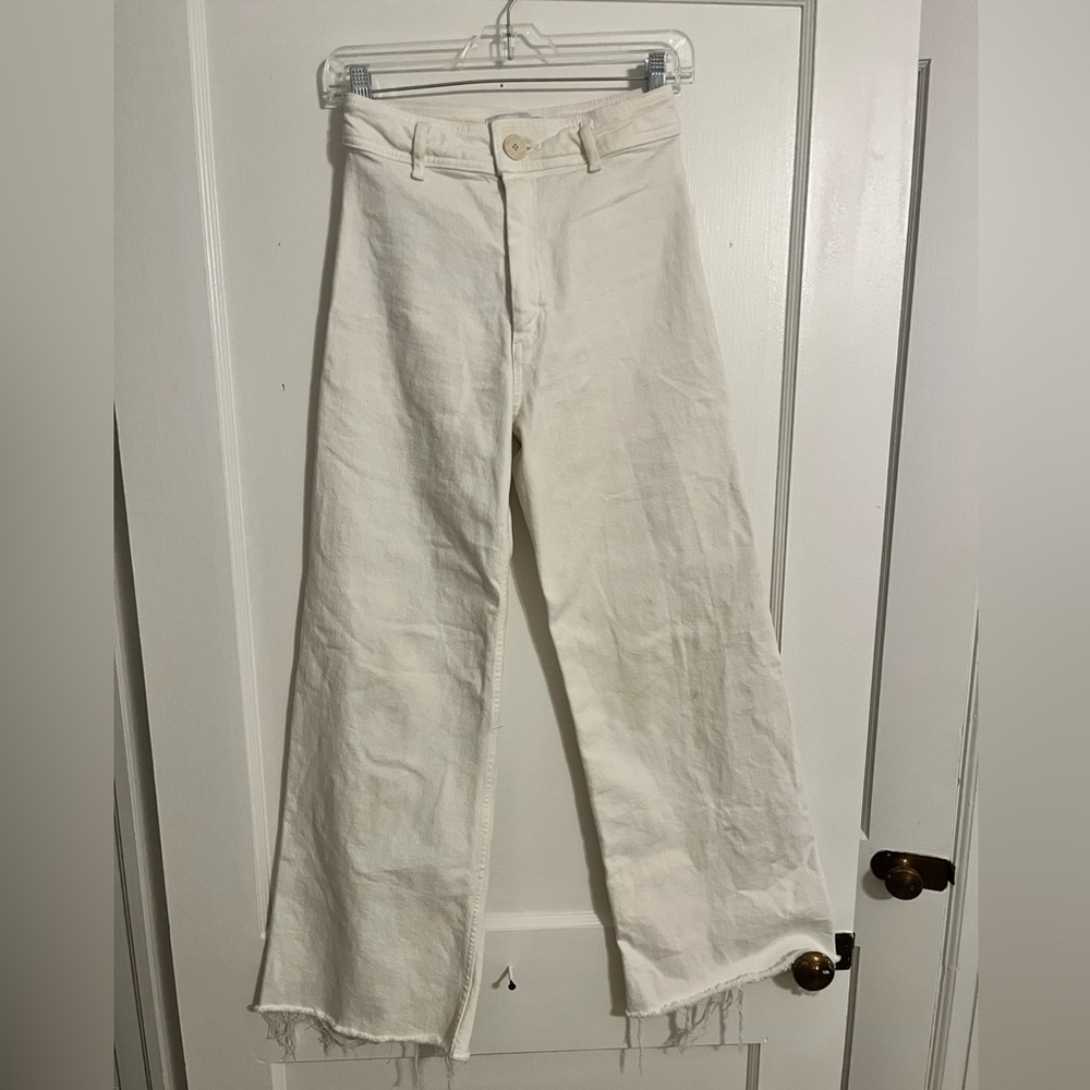white zara marine straight jeans size 2